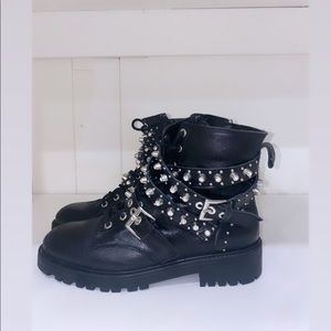 ZARA jewel studded combat boots